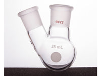 MSE PRO Thick Wall Slanted Two-Mouth Bottle, High Strength, Middle Grinding Mouth: 19/22, Side Grinding Mouth: 19/22, 25mL