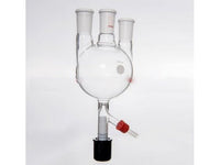 MSE PRO Straight Three-Necked Round Bottom Flask, with 8mm High Vacuum, Main Port: 24/40, Side Port: 24/40, 2000mL