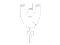 MSE PRO Three-Necked Round Bottom Flask, PTFE Stopcock, Middle Grinding Mouth: 24/40, Side Grinding Mouth: 24/40, 500mL