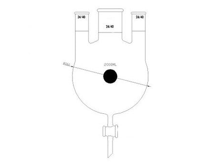MSE PRO Three-Necked Round Bottom Flask, PTFE Stopcock, Middle Grinding Mouth: 45/50, Side Grinding Mouth: 24/40, 2000mL