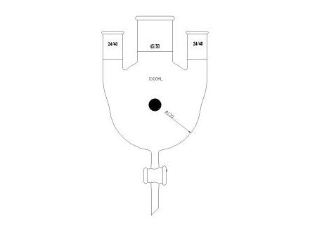 MSE PRO Three-Necked Round Bottom Flask, PTFE Stopcock, Middle Grinding Mouth: 45/50, Side Grinding Mouth: 24/40, 1000mL