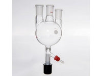 MSE PRO Straight Three-Necked Round Bottom Flask, with 8mm High Vacuum, Main Port: 29/42, Side Port: 24/40, 2000mL
