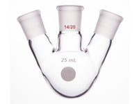 MSE PRO Slanted Three-Mouth Ball Bottle, Thick Wall and High Strength, Middle Grinding Mouth: 14/20, Side Grinding Mouth: 14/20, 25mL