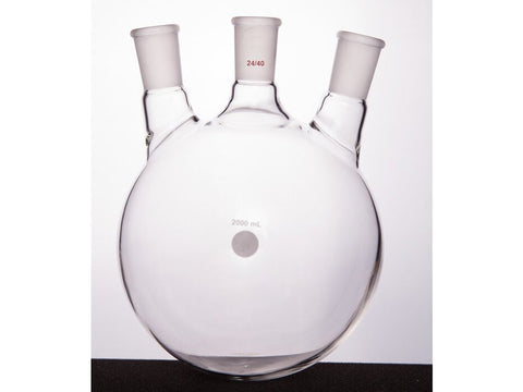 MSE PRO Slanted Three-Mouth Ball Bottle, Thick Wall and High Strength, Middle Grinding Mouth: 24/40, Side Grinding Mouth: 24/40, 2000mL