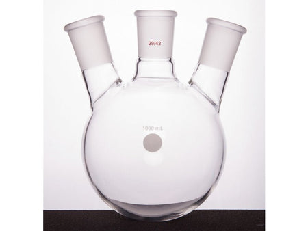 MSE PRO Slanted Three-Mouth Ball Bottle, Thick Wall and High Strength, Middle Grinding Mouth: 29/42, Side Grinding Mouth: 29/42, 1000mL