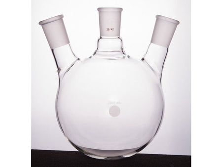 MSE PRO Slanted Three-Mouth Ball Bottle, Thick Wall and High Strength, Middle Grinding Mouth: 29/42, Side Grinding Mouth: 29/42, 2000mL