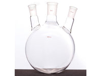 MSE PRO Slanted Three-Mouth Ball Bottle, Thick Wall and High Strength, Middle Grinding Mouth: 34/45, Side Grinding Mouth: 24/40, 3000mL