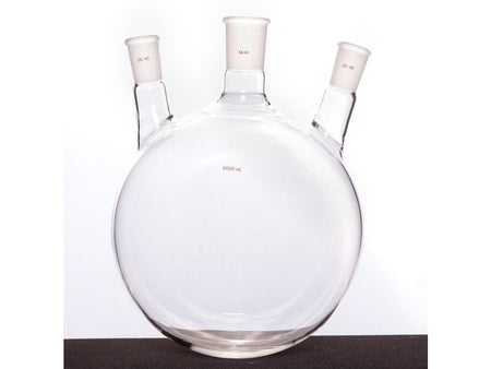 MSE PRO Slanted Three-Mouth Ball Bottle, Thick Wall and High Strength, Middle Grinding Mouth: 34/45, Side Grinding Mouth: 24/40, 5000mL