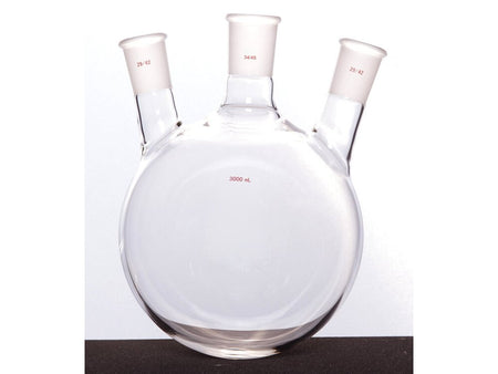MSE PRO Slanted Three-Mouth Ball Bottle, Thick Wall and High Strength, Middle Grinding Mouth: 34/45, Side Grinding Mouth: 29/42, 3000mL