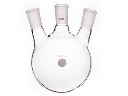 MSE PRO Slanted Three-Mouth Ball Bottle, Thick Wall and High Strength, Middle Grinding Mouth: 24/40, Side Grinding Mouth: 24/40, 1000mL
