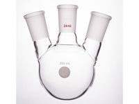 MSE PRO Slanted Three-Mouth Ball Bottle, Thick Wall and High Strength, Middle Grinding Mouth: 24/40, Side Grinding Mouth: 24/40, 250mL