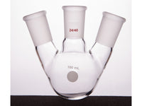 MSE PRO Slanted Three-Mouth Ball Bottle, Thick Wall and High Strength, Middle Grinding Mouth: 24/40, Side Grinding Mouth: 24/40, 100mL