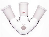 MSE PRO Slanted Three-Mouth Ball Bottle, Thick Wall and High Strength, Middle Grinding Mouth: 24/40, Side Grinding Mouth: 24/40, 50mL