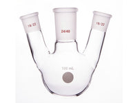 MSE PRO Slanted Three-Mouth Ball Bottle, Thick Wall and High Strength, Middle Grinding Mouth: 24/40, Side Grinding Mouth: 19/22, 100mL