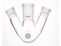 MSE PRO Slanted Three-Mouth Ball Bottle, Thick Wall and High Strength, Middle Grinding Mouth: 24/40, Side Grinding Mouth: 19/22, 50mL