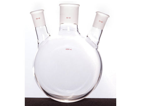 MSE PRO Slanted Three-Mouth Ball Bottle, Thick Wall and High Strength, Middle Grinding Mouth: 45/50, Side Grinding Mouth: 29/42, 3000mL