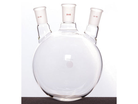 MSE PRO Slanted Three-Mouth Ball Bottle, Thick Wall and High Strength, Middle Grinding Mouth: 29/42, Side Grinding Mouth: 24/40, 2000mL