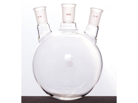 MSE PRO Slanted Three-Mouth Ball Bottle, Thick Wall and High Strength, Middle Grinding Mouth: 29/42, Side Grinding Mouth: 24/40, 2000mL