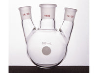 MSE PRO Slanted Three-Mouth Ball Bottle, Thick Wall and High Strength, Middle Grinding Mouth: 19/22, Side Grinding Mouth: 14/20, 100mL