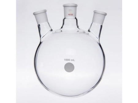 MSE PRO Slanted Three-Mouth Ball Bottle, Thick Wall and High Strength, Middle Grinding Mouth: 19/22, Side Grinding Mouth: 19/22, 1000mL