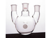 MSE PRO Straight Three-Mouth Ball Bottle, Thick Wall and High Strength, Middle Grinding Mouth: 14/20, Side Grinding Mouth: 14/20, 100mL