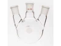 MSE PRO Small Angle Three-Mouth Ball Bottle, Thick Wall and High Strength, Middle Grinding Mouth: 14/20, Side Grinding Mouth: 14/20, 100mL