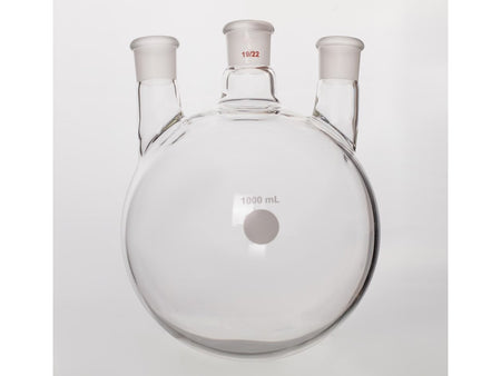 MSE PRO Straight Three-Mouth Ball Bottle, Thick Wall and High Strength, Middle Grinding Mouth: 19/22, Side Grinding Mouth: 19/22, 1000mL