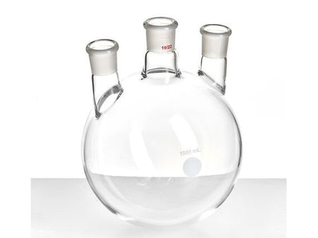 MSE PRO Small Angle Three-Mouth Ball Bottle, Thick Wall and High Strength, Middle Grinding Mouth: 19/22, Side Grinding Mouth: 19/22, 1000mL