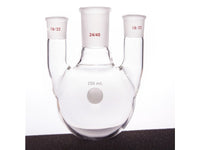 MSE PRO Straight Three-Mouth Ball Bottle, Thick Wall and High Strength, Middle Grinding Mouth: 24/40, Side Grinding Mouth: 19/22, 250mL
