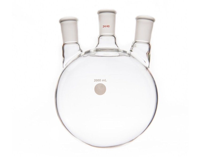 MSE PRO Small Angle Three-Mouth Ball Bottle, Thick Wall and High Strength, Middle Grinding Mouth: 24/40, Side Grinding Mouth: 24/40, 2000mL