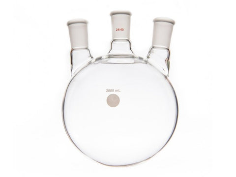 MSE PRO Small Angle Three-Mouth Ball Bottle, Thick Wall and High Strength, Middle Grinding Mouth: 24/40, Side Grinding Mouth: 24/40, 2000mL