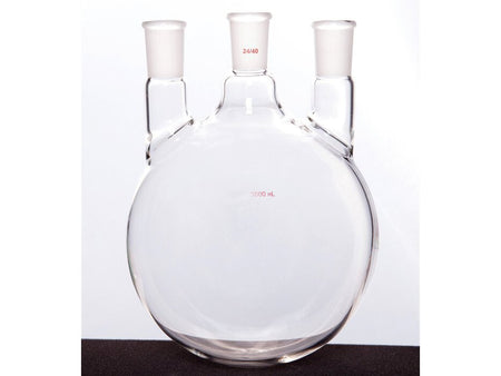 MSE PRO Straight Three-Mouth Ball Bottle, Thick Wall and High Strength, Middle Grinding Mouth: 24/40, Side Grinding Mouth: 24/40, 3000mL