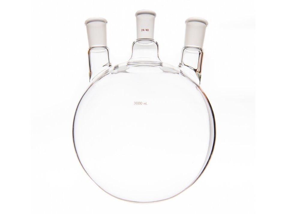 MSE PRO Small Angle Three-Mouth Ball Bottle, Thick Wall and High Strength, Middle Grinding Mouth: 24/40, Side Grinding Mouth: 24/40, 3000mL