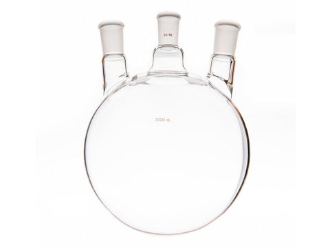 MSE PRO Small Angle Three-Mouth Ball Bottle, Thick Wall and High Strength, Middle Grinding Mouth: 24/40, Side Grinding Mouth: 24/40, 3000mL