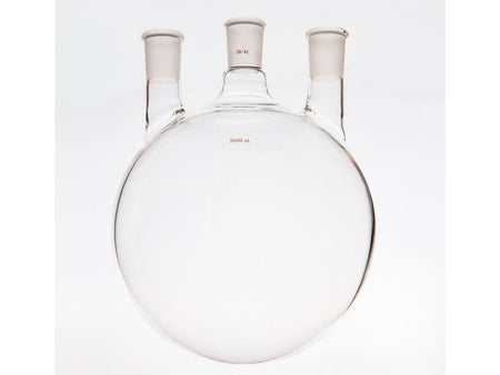 MSE PRO Straight Three-Mouth Ball Bottle, Thick Wall and High Strength, Middle Grinding Mouth: 24/40, Side Grinding Mouth: 24/40, 5000mL