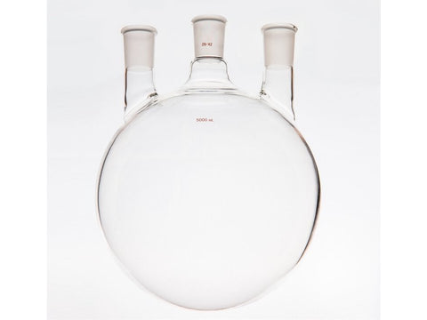 MSE PRO Straight Three-Mouth Ball Bottle, Thick Wall and High Strength, Middle Grinding Mouth: 24/40, Side Grinding Mouth: 24/40, 5000mL