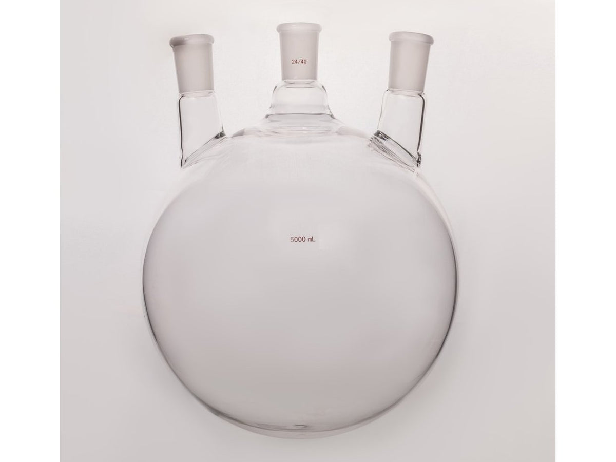 MSE PRO Small Angle Three-Mouth Ball Bottle, Thick Wall and High Strength, Middle Grinding Mouth: 24/40, Side Grinding Mouth: 24/40, 5000mL