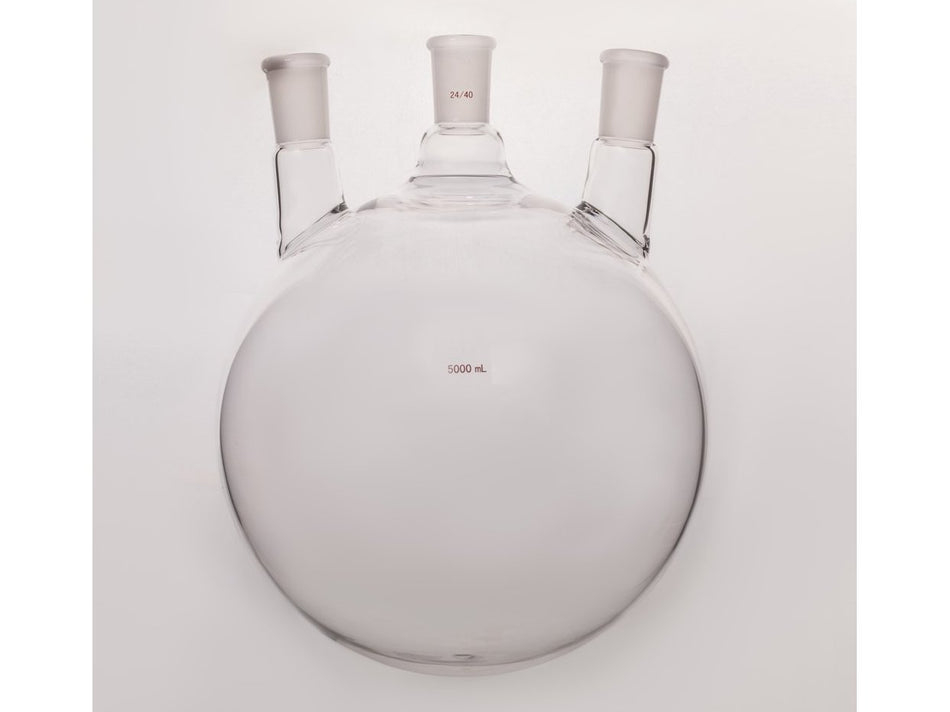 MSE PRO Small Angle Three-Mouth Ball Bottle, Thick Wall and High Strength, Middle Grinding Mouth: 24/40, Side Grinding Mouth: 24/40, 5000mL