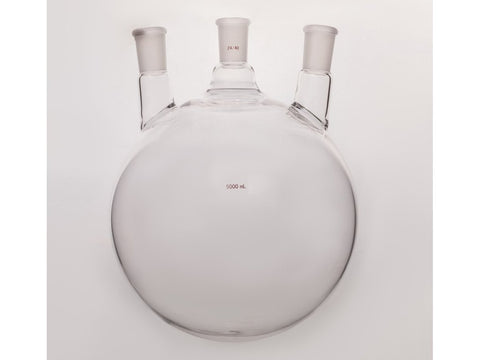 MSE PRO Small Angle Three-Mouth Ball Bottle, Thick Wall and High Strength, Middle Grinding Mouth: 24/40, Side Grinding Mouth: 24/40, 5000mL