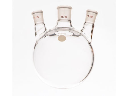 MSE PRO Small Angle Three-Mouth Ball Bottle, Thick Wall and High Strength, Middle Grinding Mouth: 19/22, Side Grinding Mouth: 14/20, 500mL