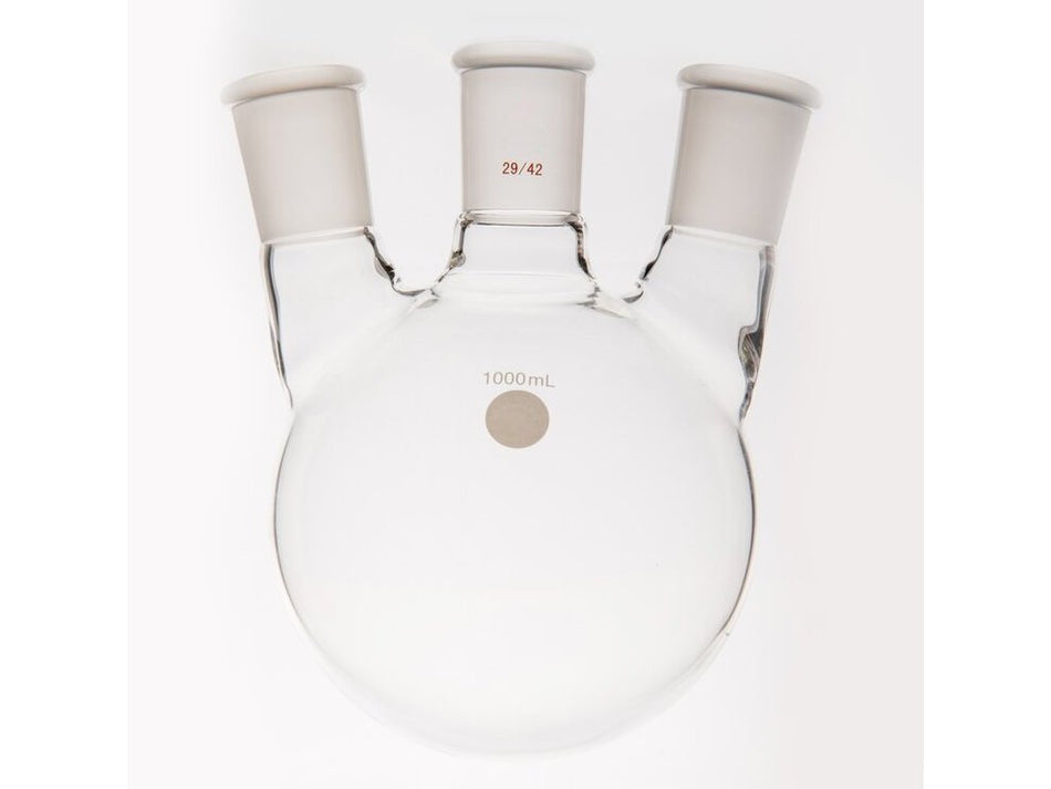 MSE PRO Small Angle Three-Mouth Ball Bottle, Thick Wall and High Strength, Middle Grinding Mouth: 29/42, Side Grinding Mouth: 29/42, 1000mL