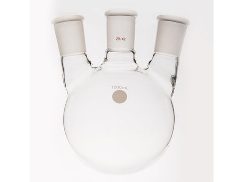 MSE PRO Small Angle Three-Mouth Ball Bottle, Thick Wall and High Strength, Middle Grinding Mouth: 29/42, Side Grinding Mouth: 29/42, 1000mL