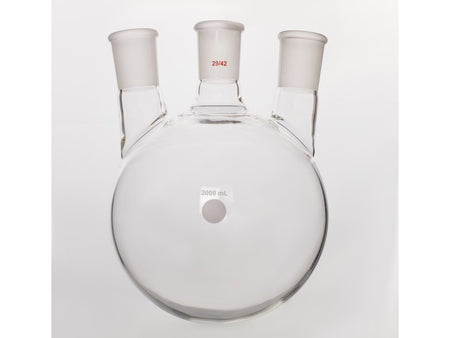 MSE PRO Small Angle Three-Mouth Ball Bottle, Thick Wall and High Strength, Middle Grinding Mouth: 29/42, Side Grinding Mouth: 29/42, 2000mL