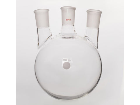 MSE PRO Small Angle Three-Mouth Ball Bottle, Thick Wall and High Strength, Middle Grinding Mouth: 29/42, Side Grinding Mouth: 29/42, 2000mL