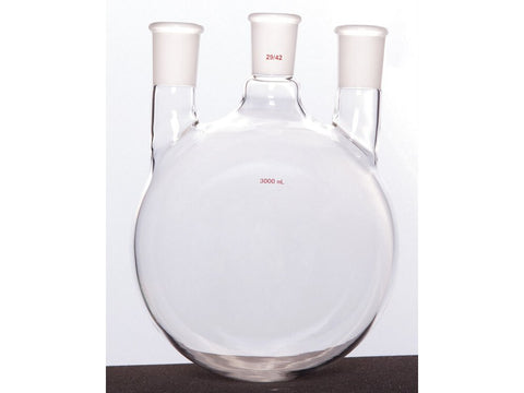 MSE PRO Straight Three-Mouth Ball Bottle, Thick Wall and High Strength, Middle Grinding Mouth: 29/42, Side Grinding Mouth: 29/42, 3000mL