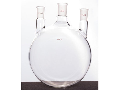 MSE PRO Straight Three-Mouth Ball Bottle, Thick Wall and High Strength, Middle Grinding Mouth: 29/42, Side Grinding Mouth: 29/42, 5000mL