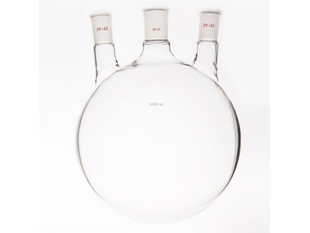 MSE PRO Small Angle Three-Mouth Ball Bottle, Thick Wall and High Strength, Middle Grinding Mouth: 29/42, Side Grinding Mouth: 29/42, 5000mL