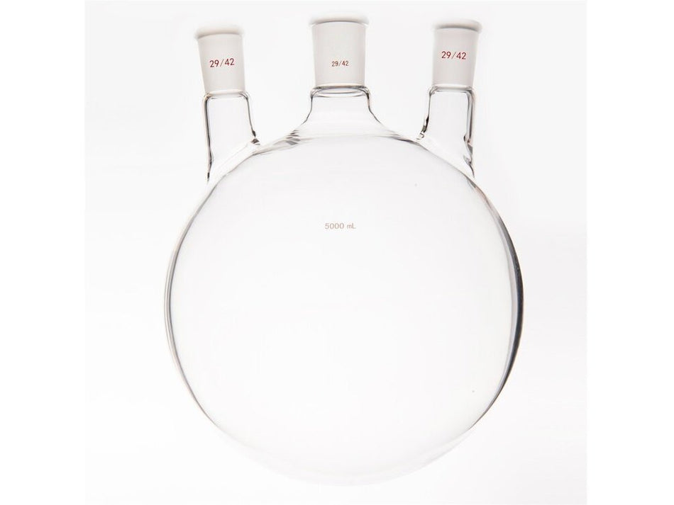 MSE PRO Small Angle Three-Mouth Ball Bottle, Thick Wall and High Strength, Middle Grinding Mouth: 29/42, Side Grinding Mouth: 29/42, 5000mL