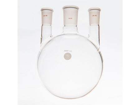 MSE PRO Straight Three-Mouth Ball Bottle, Thick Wall and High Strength, Middle Grinding Mouth: 34/45, Side Grinding Mouth: 24/40, 2000mL