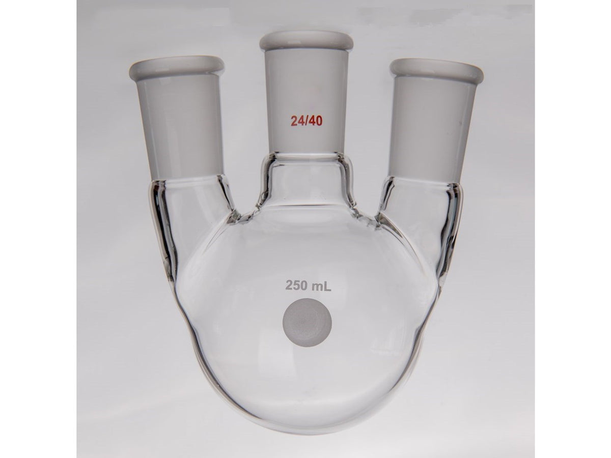 MSE PRO Small Angle Three-Mouth Ball Bottle, Thick Wall and High Strength, Middle Grinding Mouth: 34/45, Side Grinding Mouth: 24/40, 2000mL
